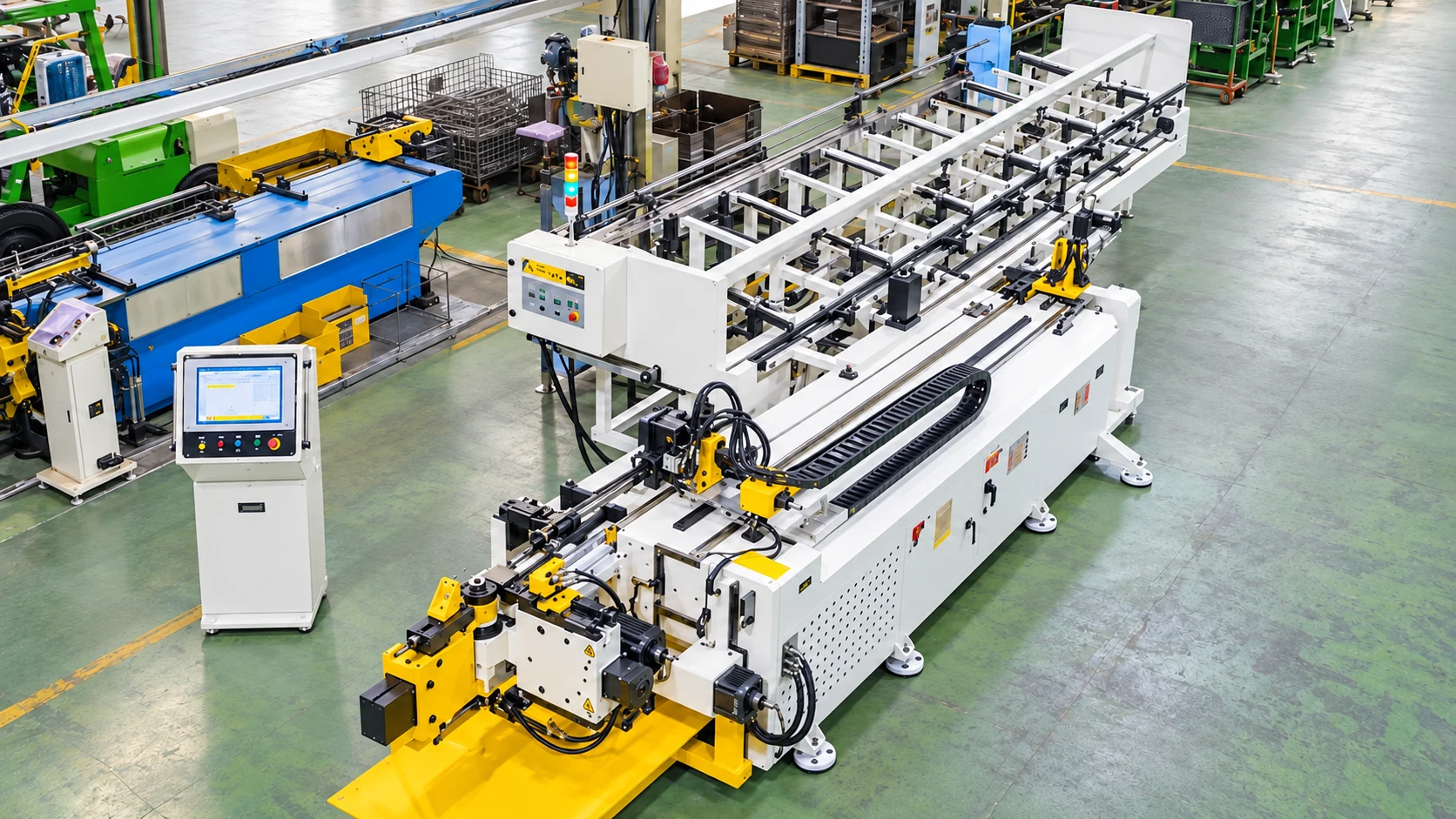 Full view of tube-processing machinery at OASYS.